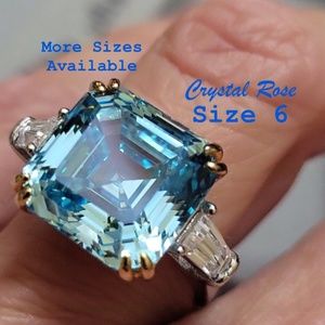 6.01-Carat Asscher Cut Blue Sapphire Crystal I Color VVS2 Clarity